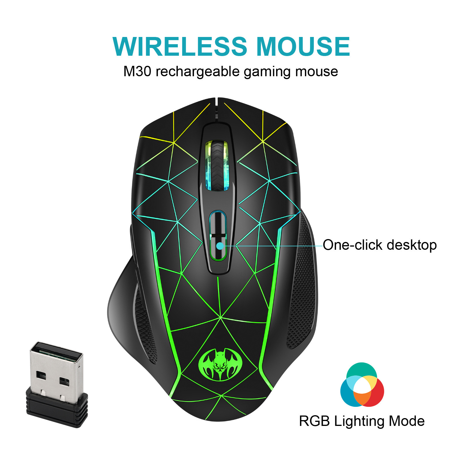 Esports Gaming Maus - 무선 충전 RGB 조명 효과 게임